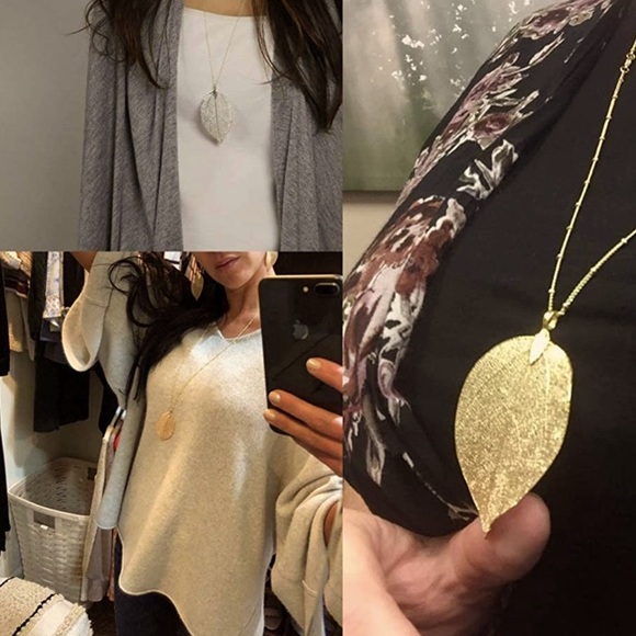 NEW Gold Leaf ๐ Necklace - Picture 1 of 4